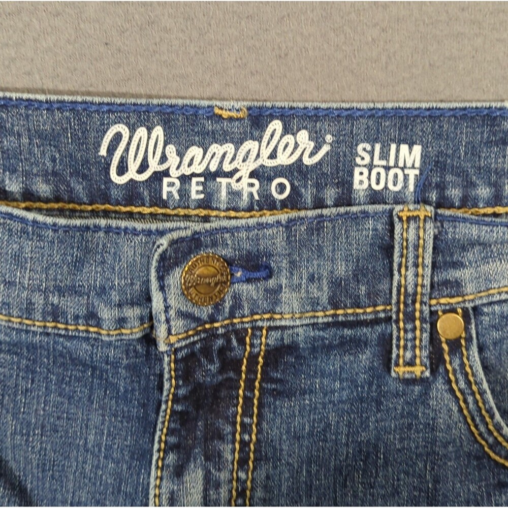 Wrangler Jeans Men's 34x34 Fits 35x32 Blue Retro Slim Boot Western Denim